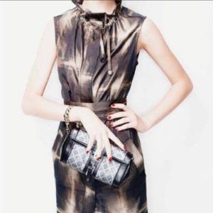 L.A.M.B. Fall 2007 taffeta snap front black and brown dress size 8